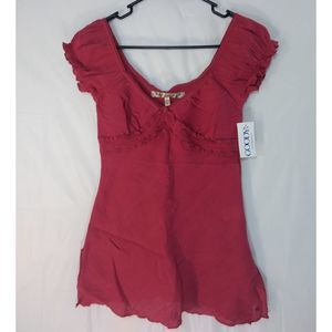 Short sleeve red  peasant style top